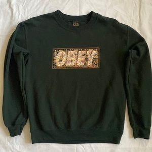 Obey dark green sweatshirt Size S